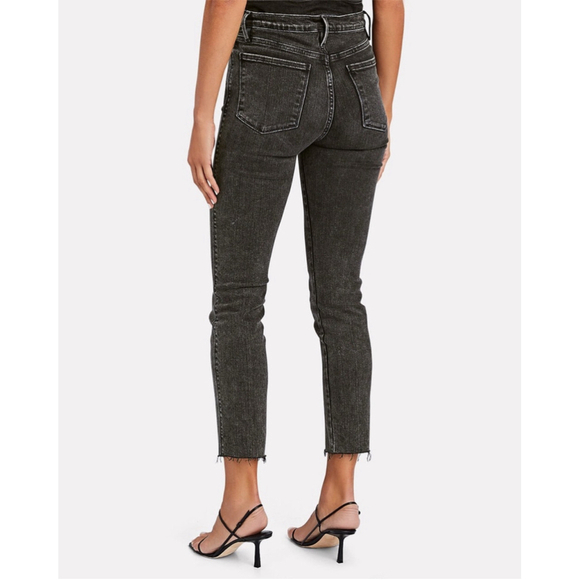 FRAME Denim - Women's FRAME Le Sylvie slender straight rockstarJeans, Size 31, Black